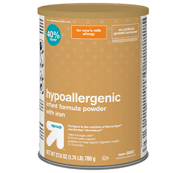 A tub of Up&Up Hypoallergenic infant formula found at Target.