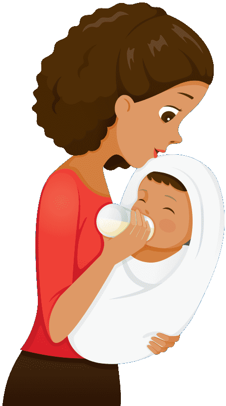 Mom's feeding her child infant formula