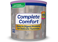 Store Brand Complete Comfort infant formula tub.