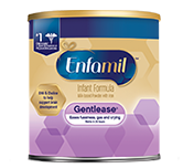 A tub of Enfamil Premium Gentlease infant formula.