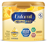 A tub of Enfamil Infant formula.