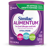 Similac Alimentum hypoallergenic infant formula tub.