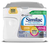 A tub of Similac Pro-Advance infant formula.