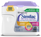 A tub of Similac Pro-Total Comfort infant formula.