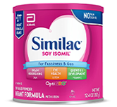 A tub of Similac Soy Isomil infant formula.