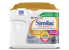 A tub of Similac Pro-Sensitive infant formula.